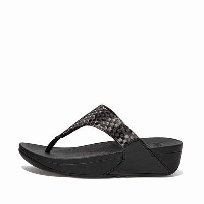Fitflop Women's LULU Silky Weave Toe-Post Sandals - Black, BE3415802
